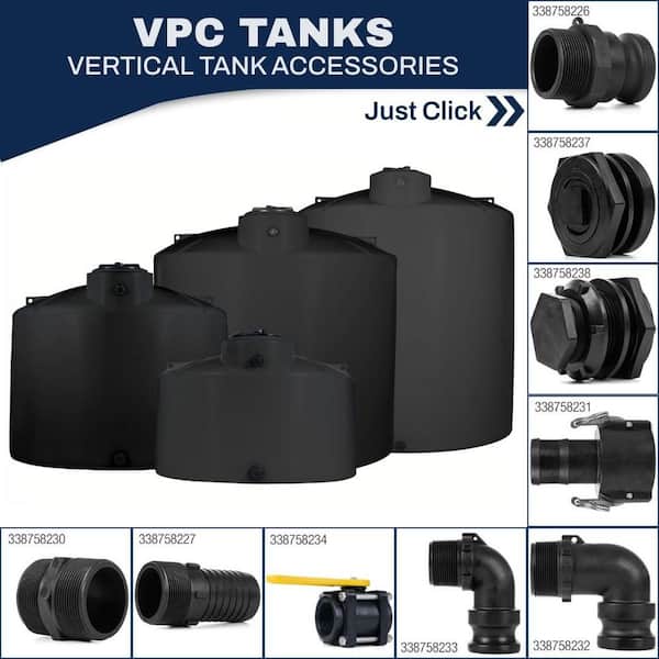 VPC 3000 Gal. Black Polyethylene Vertical Water Storage Tank 85