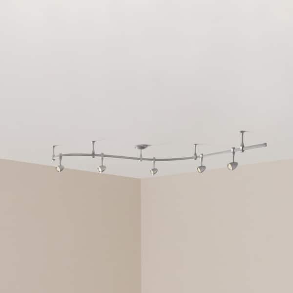 Hampton Bay 8 ft. 5-Light Silver Integrated LED Flex Track Lighting Kit