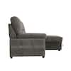 Side view of a grey sleeper sectional sofa with the bed mechanism extended.