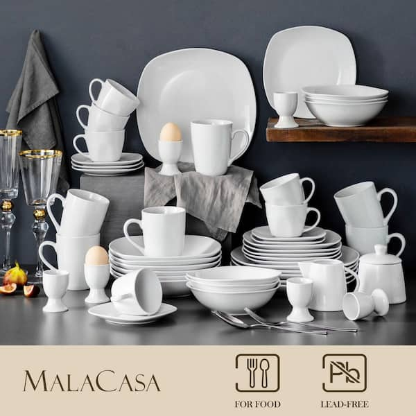 Malacasa, Series Elisa, 20-Piece Porcelain Dinnerware Set, Ivory