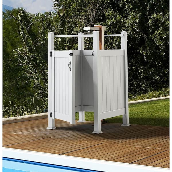 3.5 ft. W x 5 ft. H White Vinyl Outdoor Shower Stall Gate Kit (Unassembled)