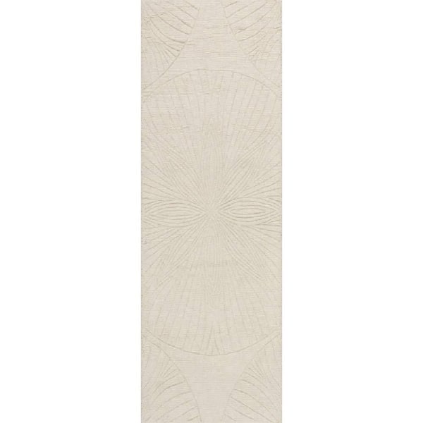 Padma Lakshmi Stillpoint Radiating Pattern Wool Ivory 3 ft. x 6 ft. Indoor Runner Rug