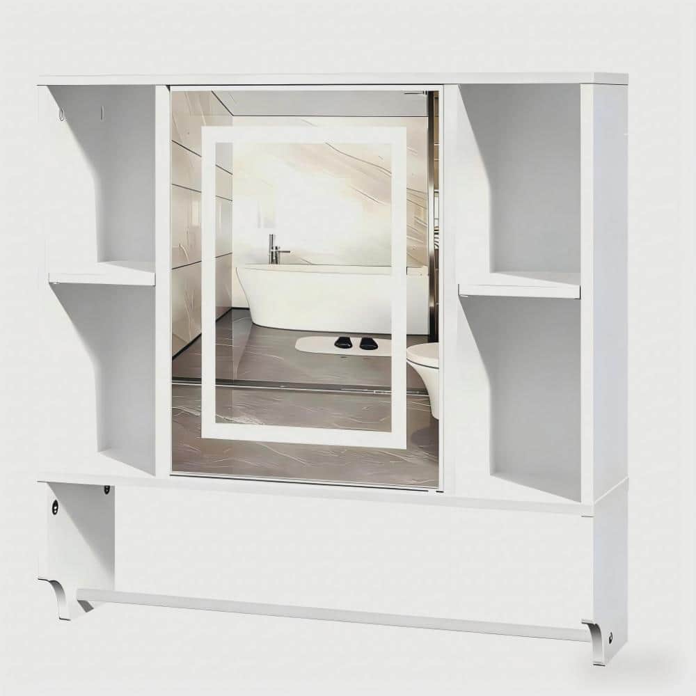 23.6 in. W x 21.6 in. H Rectangular Wood Medicine Cabinet with Mirror in White price history on PriceWatchPro
