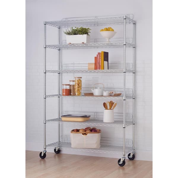 6-Tier Commercial Grade Heavy Duty Steel Wire Shelving Unit in Chrome (48  in. W x 72 in. H x 18 in. D)