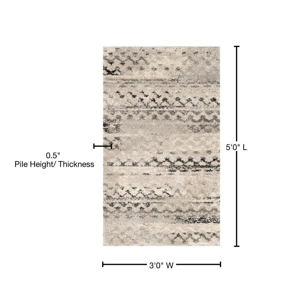 LuxaShag Abstract Gray 36" Reversible Synthetic Area Rug
