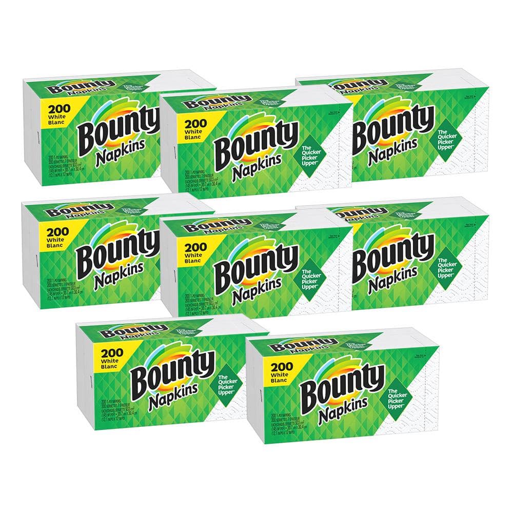 Bounty 12.1 in. x 12 in White 1-Ply Napkins (200-Count, Case of 8)