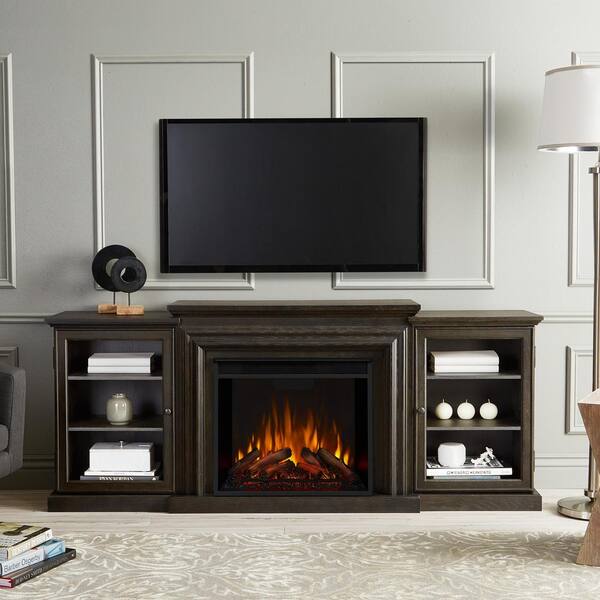 Real Flame Frederick Entertainment 72 in. Media Console Electric Fireplace TV Stand in Blackwash