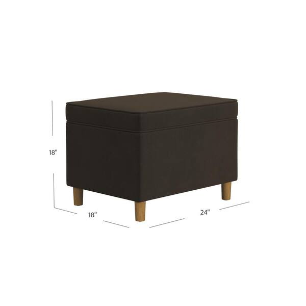 Homepop Dinah Chocolate Brown Velvet 24 in. Ottoman with Storage