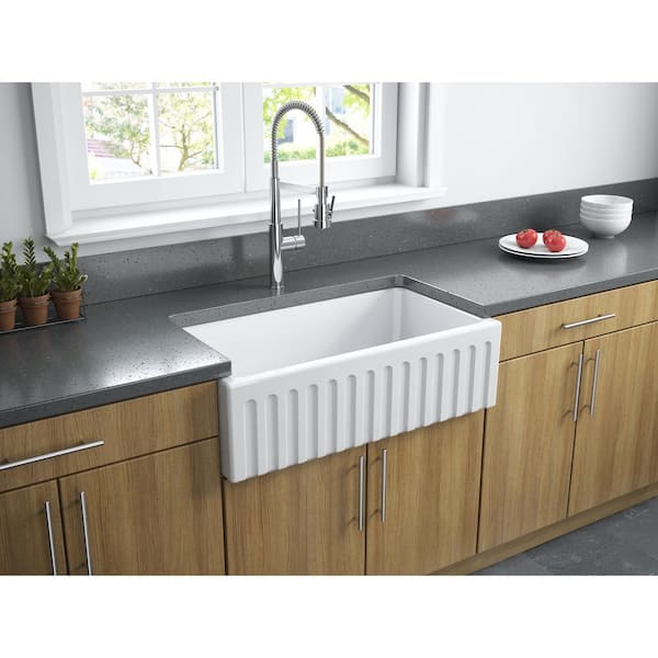 Latoscana 33 Fireclay Farmhouse Sink, 60/40 Double Bowl, White, LTD33 –  The Sink Boutique