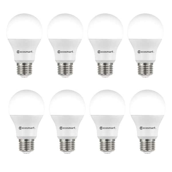 EcoSmart 60-Watt Equivalent A19 Non-Dimmable LED Light Bulb Soft White (8-Pack)