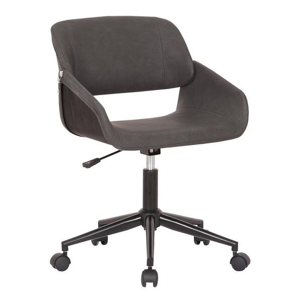 Armen Living Lowell Mid-Century Grey Faux Leather Task Chair