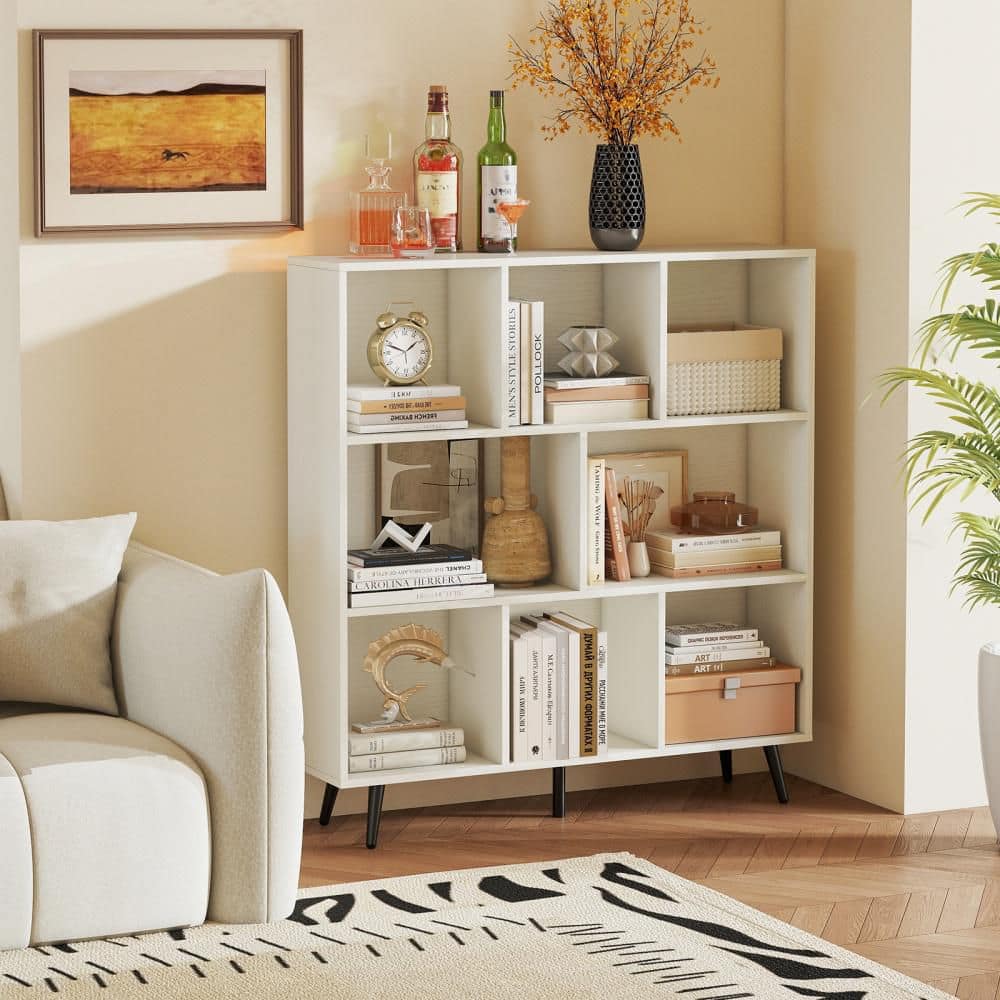 Gymax 8-Cube 39.5 in. x 9.5 in. x 42 in. Bookcase 3-Tier Modern