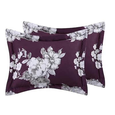 Peony 12-Piece Purple Floral Comforter Set