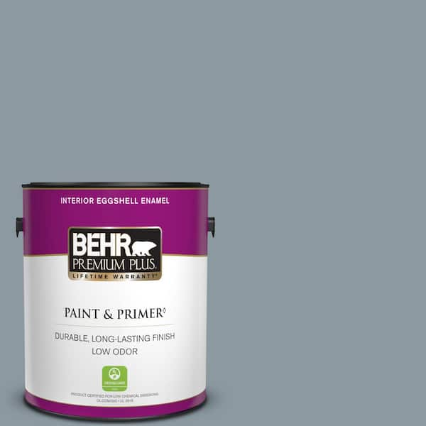 BEHR PREMIUM PLUS 1 gal. #N490-4 Teton Blue Eggshell Enamel Low Odor Interior Paint & Primer