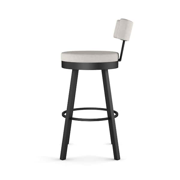 Morgan 40 in. Light Grey Polyurethane/Black Metal Low Back Swivel 40 in. Bar Stool