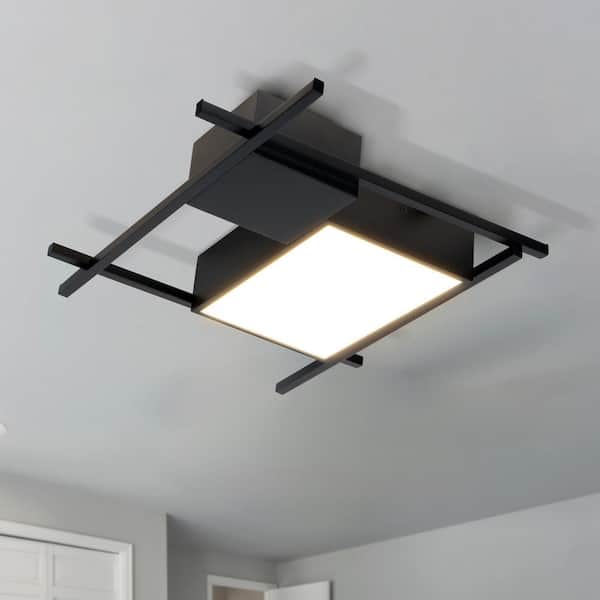 Radium 19.25 inches 18.3-Watt 1-Light Black ETL Certified Integrated LED Semi Flush Mount Ceiling Fixture