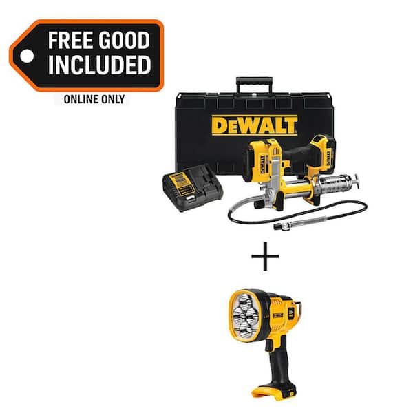 20V MAX Cordless 10,000 PSI Variable Speed Grease Gun and LED Jobsite Spotlight with (1) 20V 4.0Ah Battery, and Charger