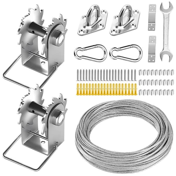 75-Piece Stainless Steel Sunshade Hardware Kit with Winches and Wire Rope for Sunshade Sails