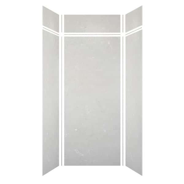 Transolid Saramar 36 in. W x 96 in. H x 36 in. D 6-Piece Glue to Wall Alcove Shower Wall Kit with Extension in Lunar Velvet