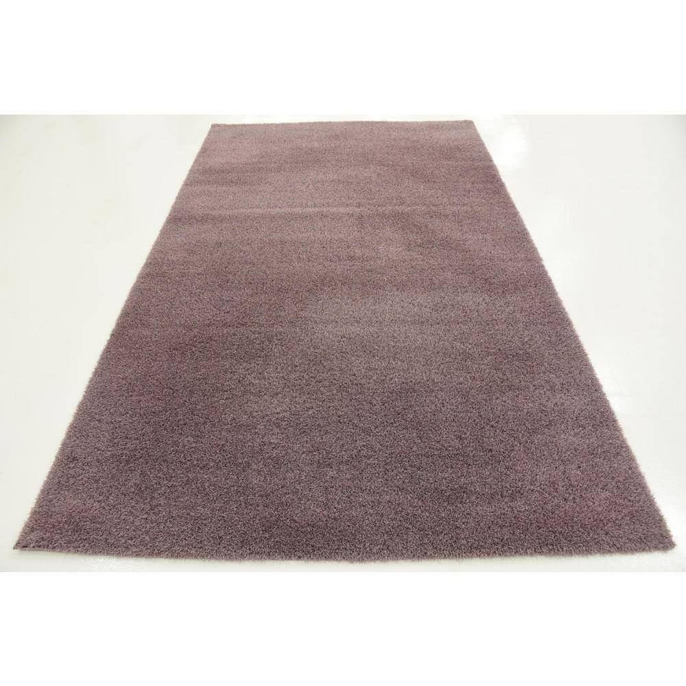 Mauve Rectangular Solid Shag Synthetic Area Rug 5' x 8'