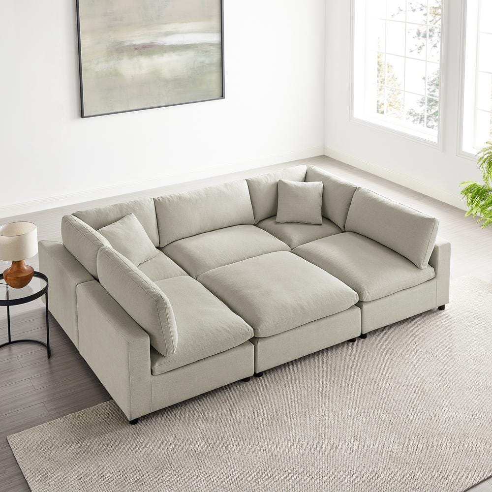 Casella 120 in. Square Arm 6-Piece Polyester Fabric Modular Nest Sectional 