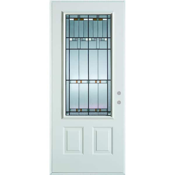Stanley Doors 32 in. x 80 in. Architectural 3/4 Lite 2-Panel Painted White Left-Hand Inswing Steel Prehung Front Door