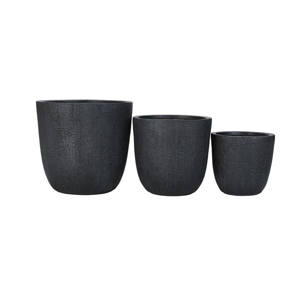 "16.93""+13.78""+11.02"" Dia Round Concrete Stackable Flower Pots with Drainage Holes and Rubber Plug,Crackle Stone Texture" price history on PriceWatchPro