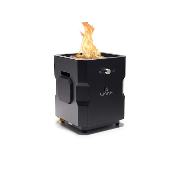UKIAH Tailgater I 15 in. L x 16.25 in. W x 17.5 in. H Outdoor Portable Steel Square Propane Fire Pit w/Sound System in Black