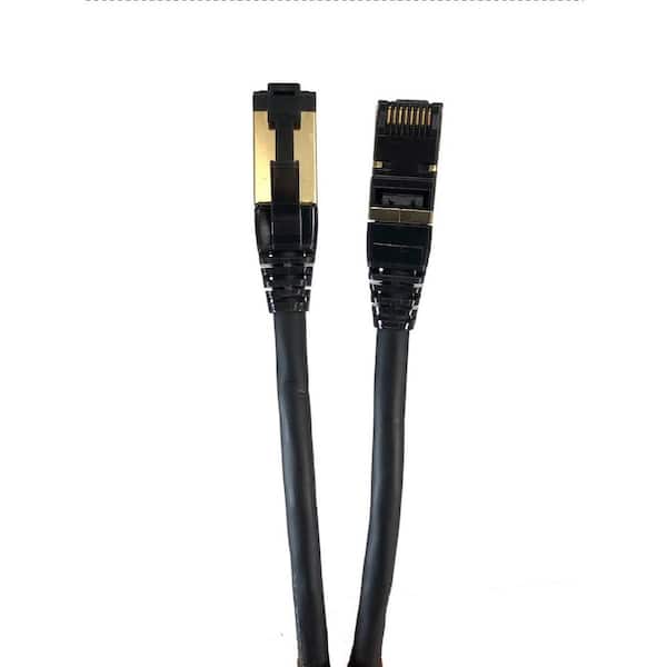 Micro Connectors, Inc 3 ft. CAT 8 SFTP 26AWG Double Shielded RJ45 Snagless Ethernet  Cable Black (5-Pack) E12-003B-5 - The Home Depot