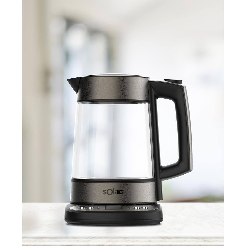 Solac Aroa 1.7 Quarts Glass and Stainless Steel Electric Kettle