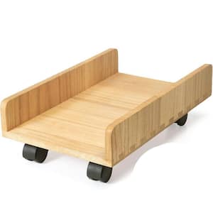 Case Stand Cart for Computer Host Wooden-Heavy Duty Desktop Computer Tower Mobile Cart Holder