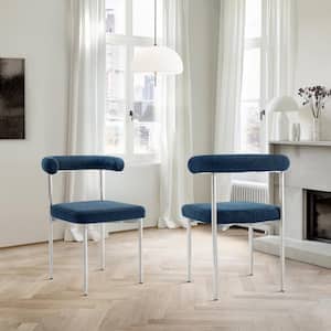 Shannon Blue Fabric Armless Dining Chair Set of 2