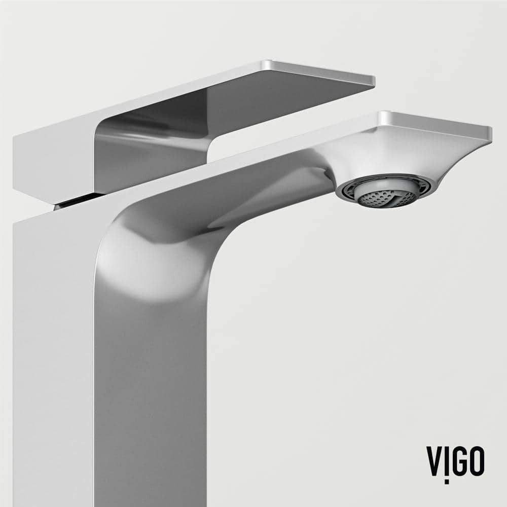 Dunn Chrome Rectangular High-Spout Single-Handle Bathroom Faucet