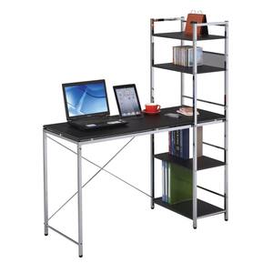 Elvis 47 in. Rectangular Metal Chrome and Black 1-Built in Bookcase Computer Desk