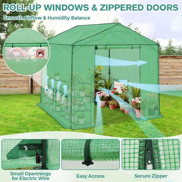 COOS BAY 10 ft. x 10 ft. Pop-Up Walk-in portable Greenhouse for