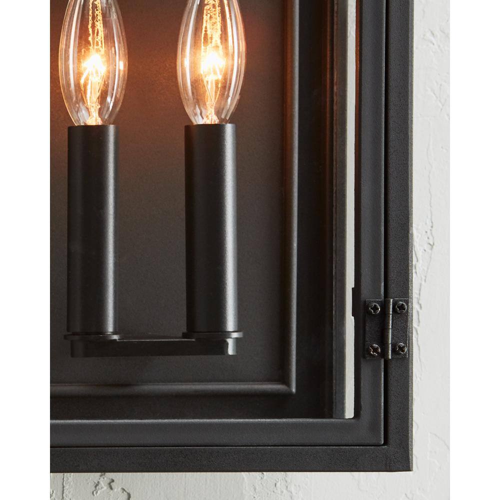 Black Aluminum 2-Light Outdoor Wall Lantern