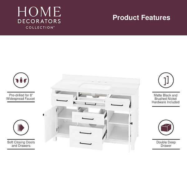 Home Decorators Collection Hanna 48 in. Single Sink White Bath