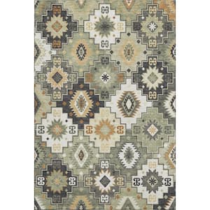 Mayfield Premium Machine Washable Abstract AMF2123 Fern 3 ft. x 5 ft. Area Rug