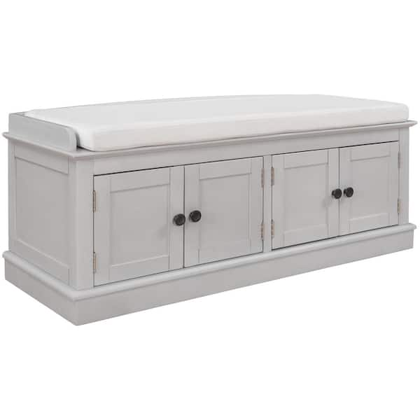 Gray Wash Entryway Bench and Storage Bins