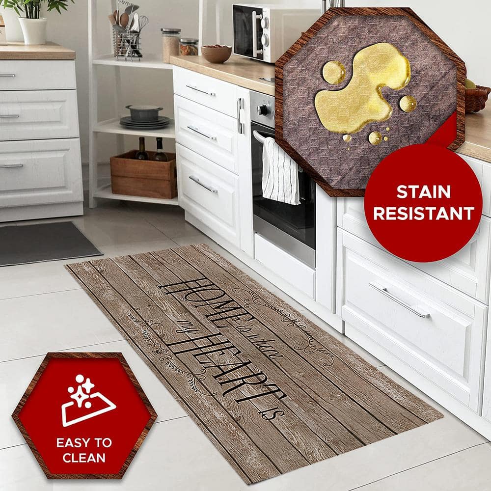 Heartwood Brown and Black Anti-Fatigue Kitchen Runner Mat