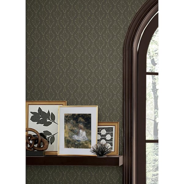 Nova Evergreen Ogee Peel and Stick Wallpaper Sample, 8 in. x 10 in.