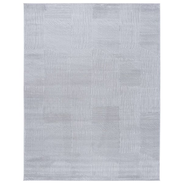 Saylor 9 ft. x 12 ft. Gray Solid Geometric Striped Area Rug