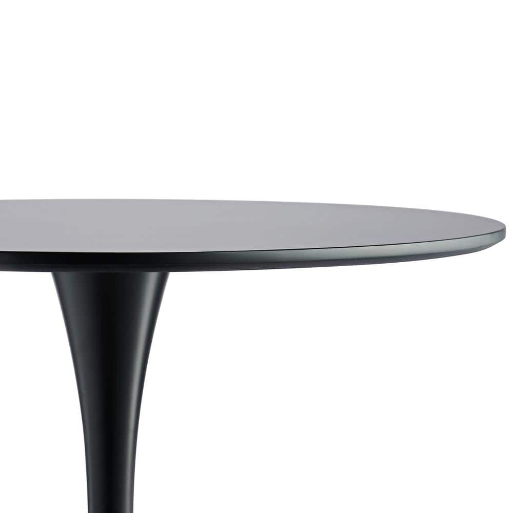31.5'' Black MDF Round Mid-Century Modern Dining Table