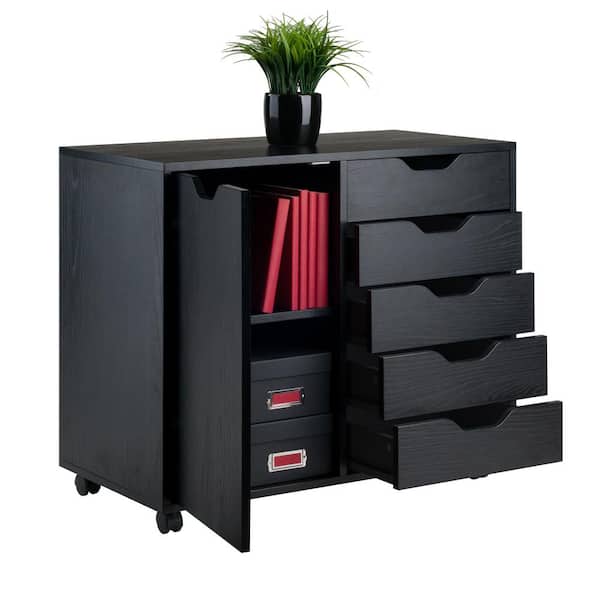 Halifax Black 5-Drawer Mobile Side Cabinet 20630 - The Home Depot