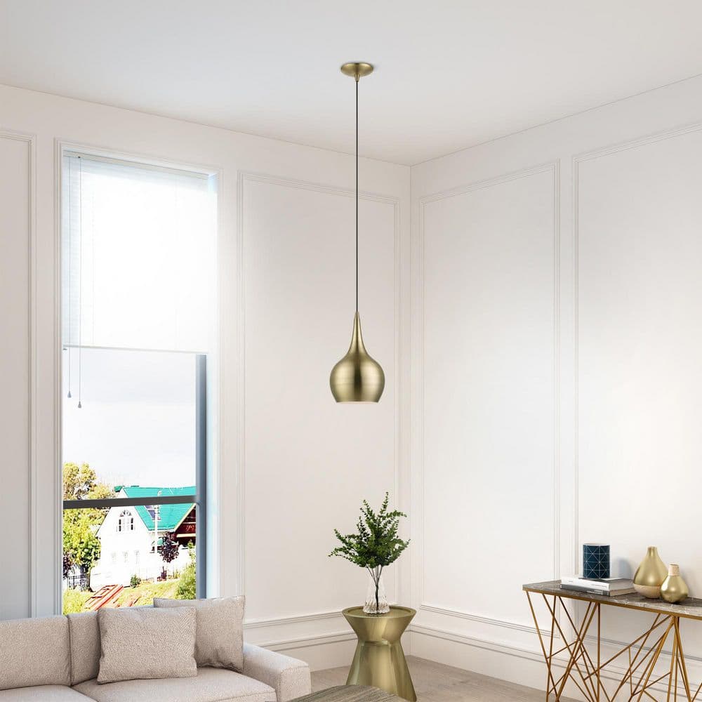 Antique Brass Mini Pendant with Glass Shade