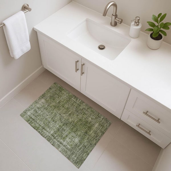 Mayfield Premium Machine Washable Abstract AMF1656 Green 2 ft. x 3 ft. Area Rug