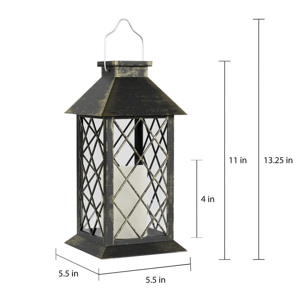 Antique Bronze Solar Powered LED Candle Lantern