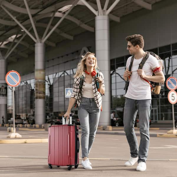 24 in. Red Hardshell Luggage Spinner Suitcase with TSA Lock Light-Weight (Single Luggage)