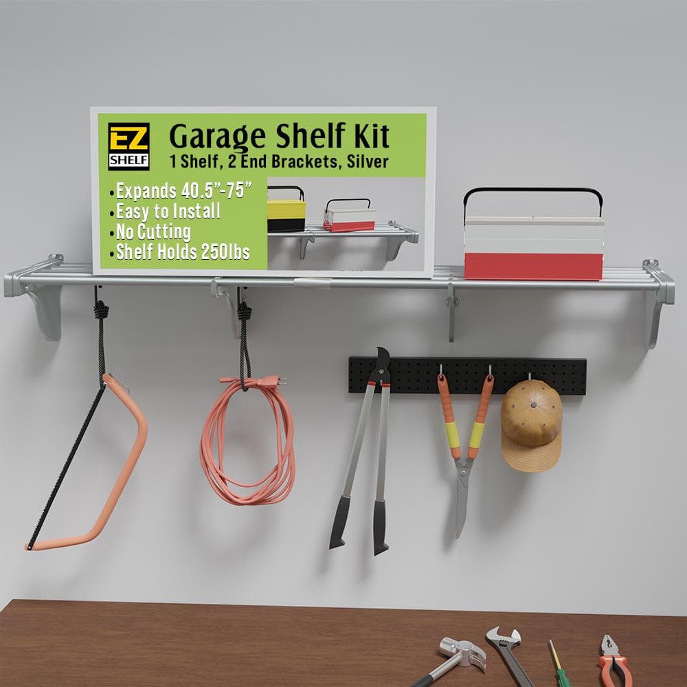 40 in. - 75 in. Metal Expandable Garage Shelf in Silver price history on PriceWatchPro