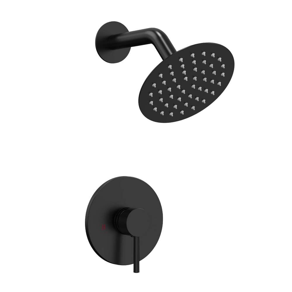 Round 1-Handle 1-Spray 6 in. Wall Mount Tub and Shower Faucet with High Pressure 2.5 GPM in Matte Black Valve Included price history on PriceWatchPro
